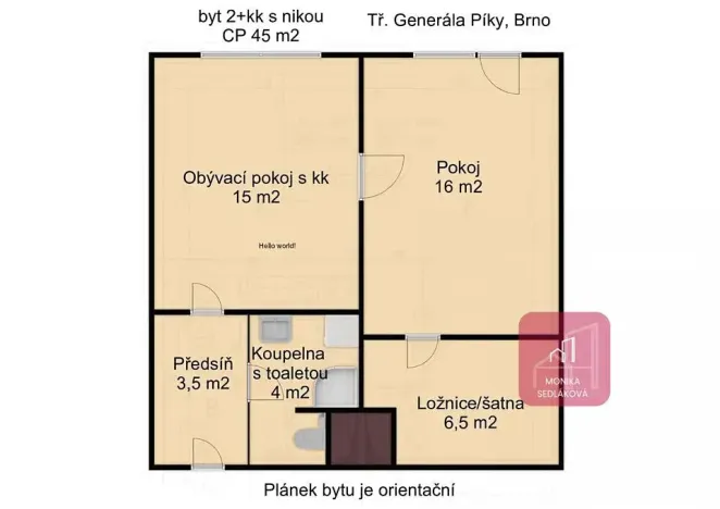 Prodej bytu 2+kk, Brno, třída Generála Píky, 47 m2