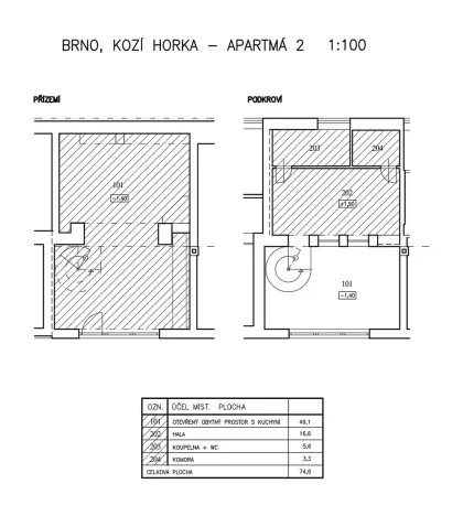 Pronájem bytu 2+kk, Brno, Rakovecká, 74 m2