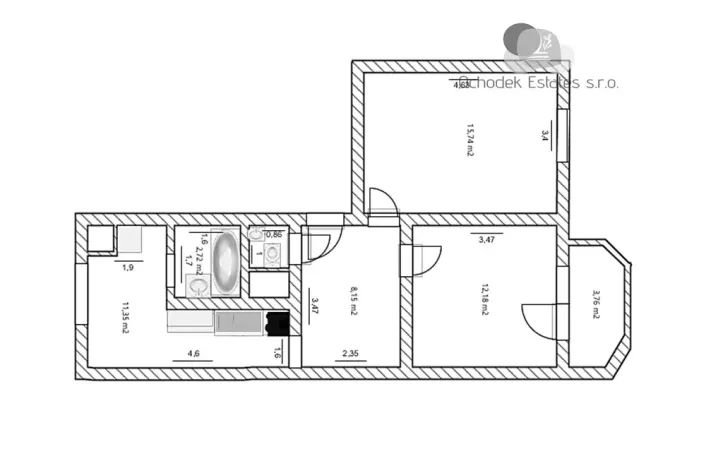 Pronájem bytu 2+1, Prostějov, Moravská, 54 m2