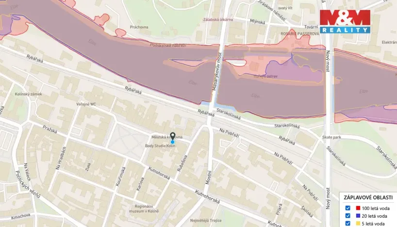 Pronájem bytu 2+kk, Kolín - Kolín I, Husova, 35 m2