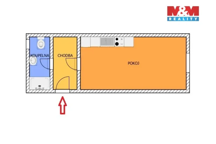 Pronájem bytu 1+kk, Ronov nad Doubravou, Zámecká, 31 m2