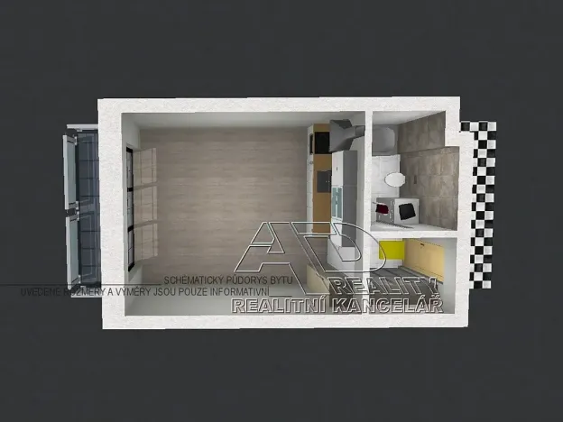 Pronájem bytu 1+kk, České Budějovice, Na Zlaté stoce, 31 m2