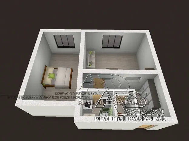 Pronájem bytu 2+kk, České Budějovice, 44 m2