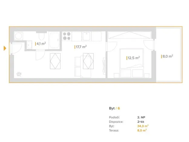Pronájem bytu 2+kk, Brno, Boženy Němcové, 35 m2
