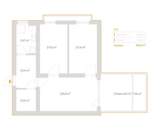 Pronájem bytu 2+1, Brno, Kobylín, 53 m2
