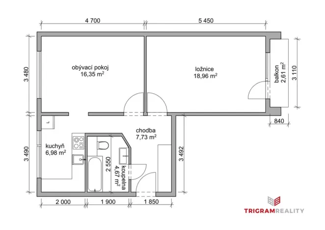 Prodej bytu 2+1, Hradec Králové - Moravské Předměstí, Vysocká, 55 m2