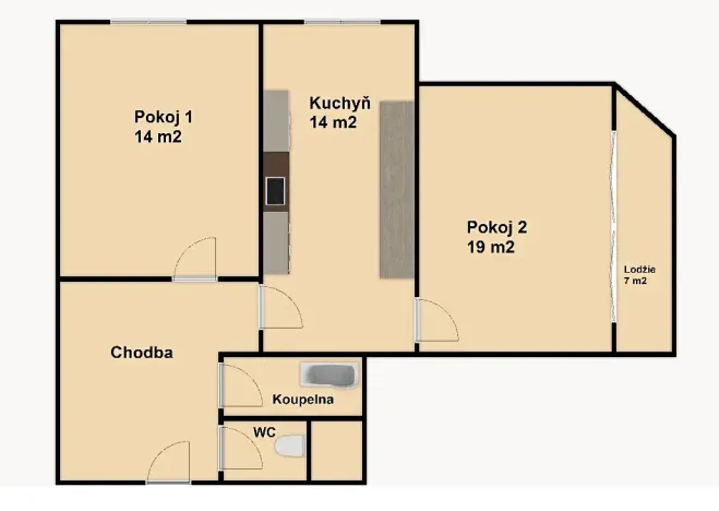 Pronájem bytu 2+1, Praha - Stodůlky, Volutová, 66 m2