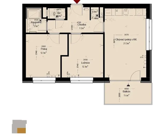 Prodej bytu 3+kk, Trutnov, Chodská, 65 m2