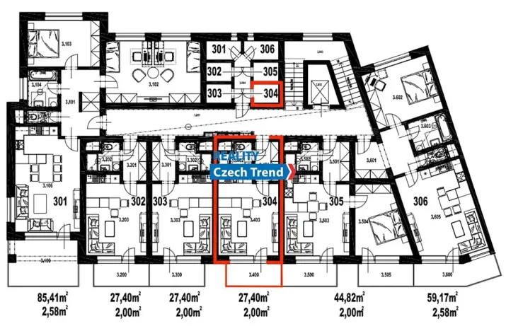 Pronájem bytu 1+kk, Olomouc, Čajkovského, 30 m2