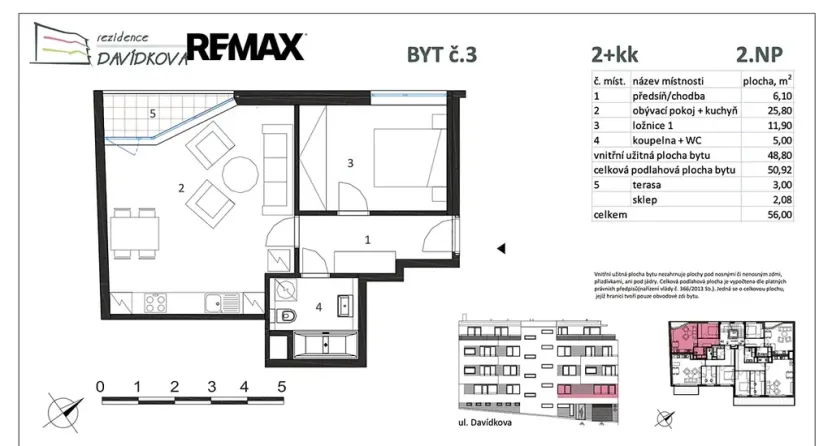 Pronájem bytu 2+kk, Praha - Libeň, Davídkova, 51 m2