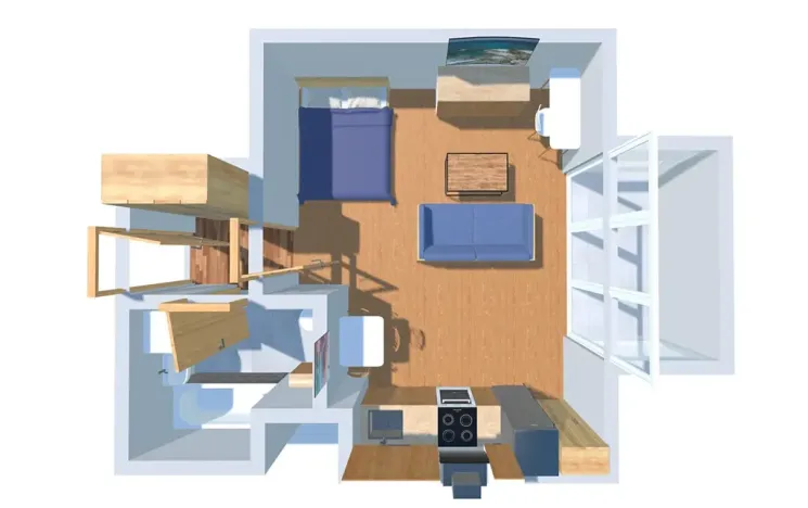 Pronájem bytu 1+kk, Praha - Letňany, Štanderova, 37 m2