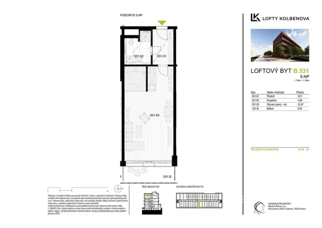 Prodej bytu 1+kk, Praha - Vysočany, Kolbenova, 42 m2
