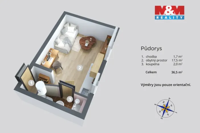 Pronájem bytu 1+kk, Děčín - Děčín I-Děčín, Zámecká, 19 m2