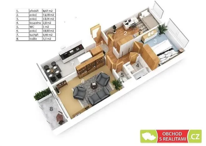 Pronájem bytu 3+1, Praha, Květnového vítězství, 77 m2