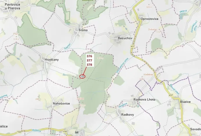 Dražba lesa, Hradčany-Kobeřice, 1703 m2