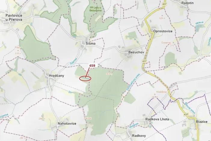 Dražba lesa, Hradčany-Kobeřice, 1895 m2