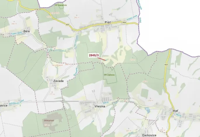 Dražba lesa, Píšť, 1130 m2