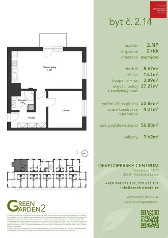 Pronájem bytu 2+kk, Mariánské Lázně, Chebská, 57 m2