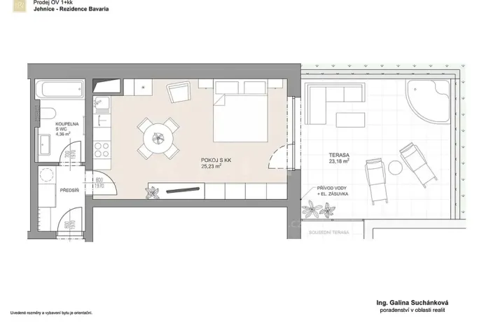 Pronájem bytu 1+kk, Brno, Kleštínek, 39 m2