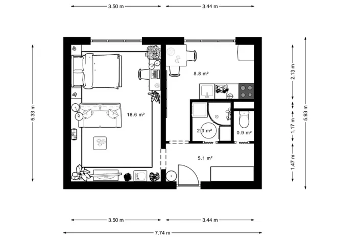 Prodej bytu 1+1, Odolena Voda, Komenského, 35 m2