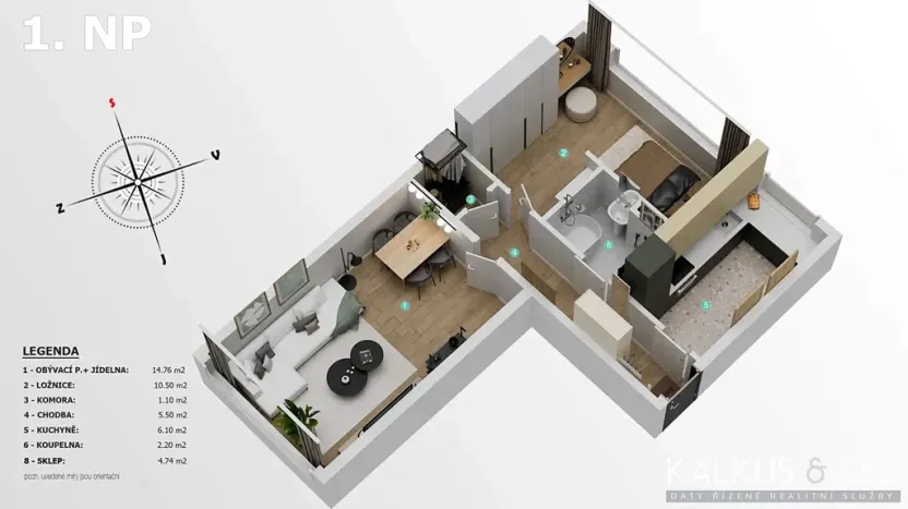 Pronájem bytu 2+kk, Hradec Králové, Gagarinova, 41 m2