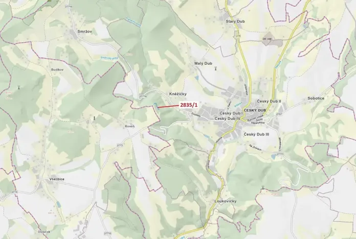 Dražba lesa, Český Dub, 2117 m2