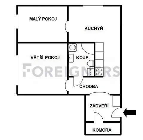 Pronájem bytu 2+1, Olomouc, Pionýrská, 45 m2