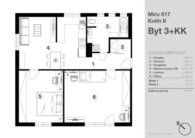Prodej bytu 3+kk, Kolín, Míru, 79 m2