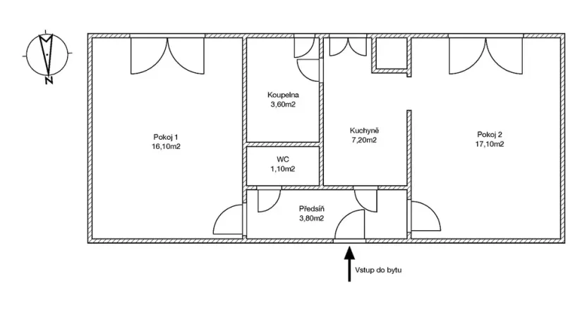 Prodej bytu 2+1, Rosice, Husova čtvrť, 56 m2