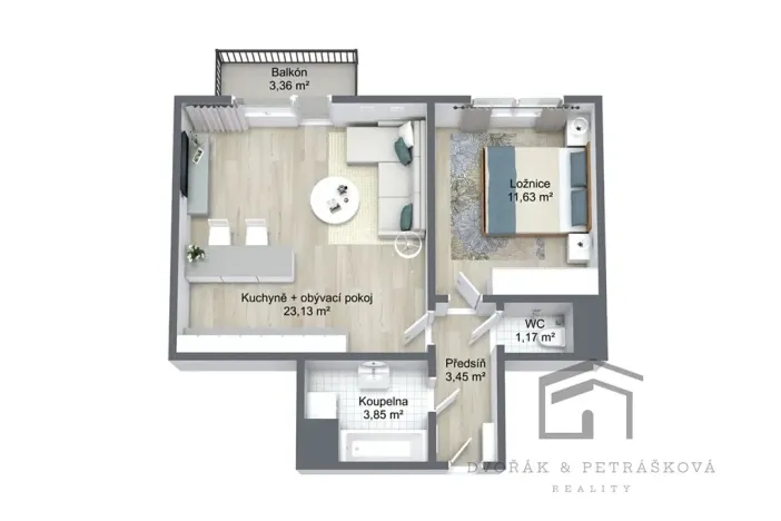 Pronájem bytu 2+kk, Praha - Kbely, Toužimská, 47 m2