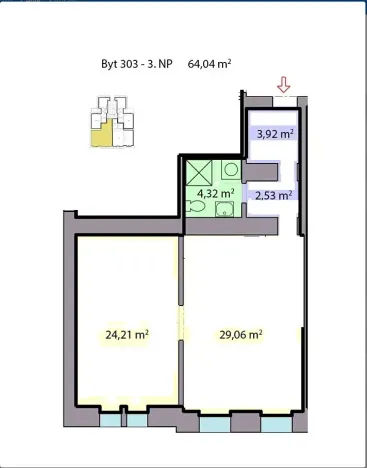 Pronájem bytu 2+kk, Brno, Vlhká, 64 m2