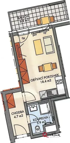 Pronájem bytu 1+kk, Praha - Hlubočepy, Hugo Haase, 35 m2