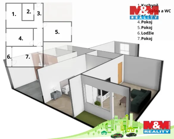 Prodej bytu 3+1, Klášterec nad Ohří, Okružní, 68 m2