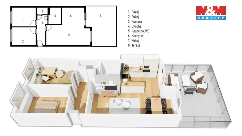 Pronájem bytu 3+kk, Pardubice - Trnová, Jozefa Gabčíka, 74 m2