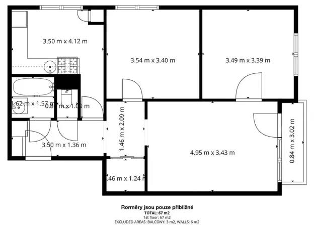 Prodej bytu 3+1, Hradec Králové - Březhrad, Březhradská, 66 m2