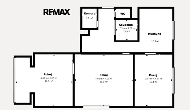Prodej bytu 3+1, Ústí nad Orlicí, Třebovská, 70 m2