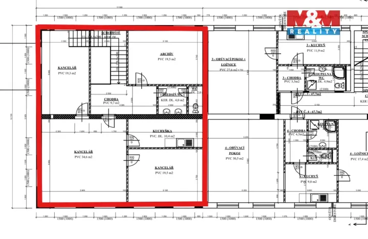 Pronájem kanceláře, Hlinsko, Tyršova, 196 m2