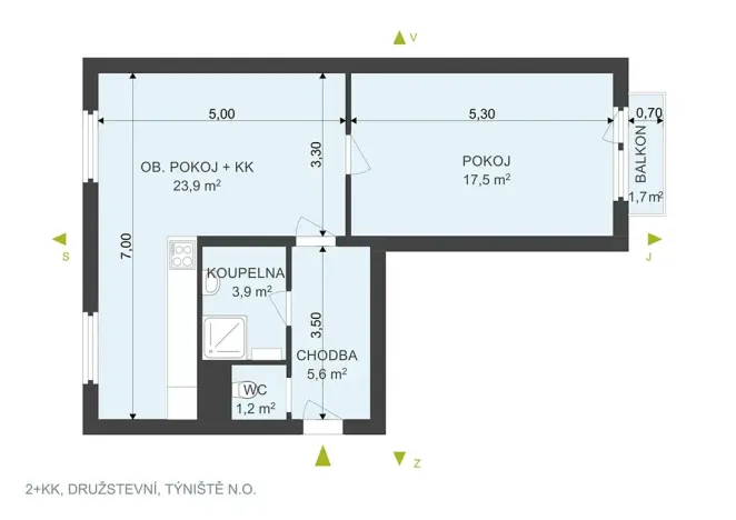 Pronájem bytu 2+kk, Týniště nad Orlicí, Družstevní, 54 m2