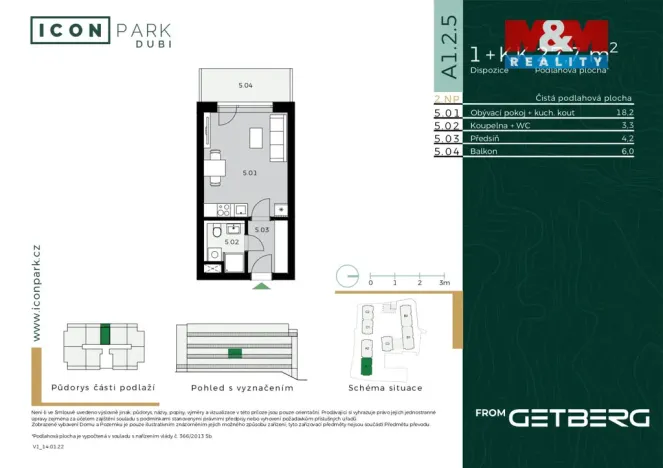 Pronájem bytu 1+kk, Kladno - Dubí, Ke křížku, 28 m2