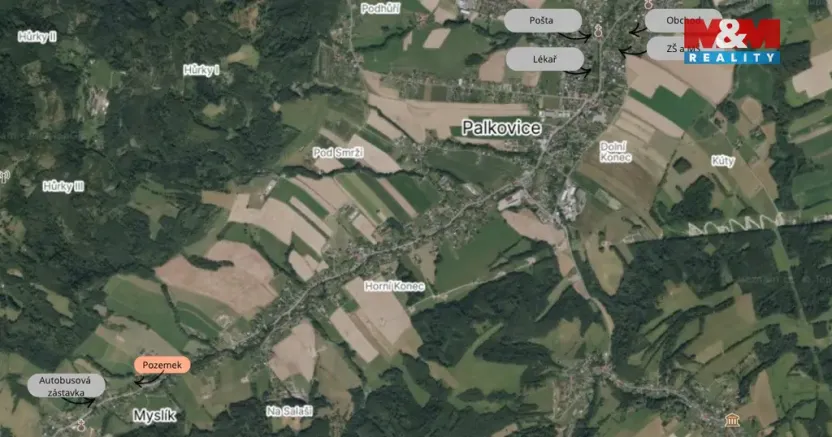 Prodej pozemku pro bydlení, Palkovice - Myslík, 1181 m2