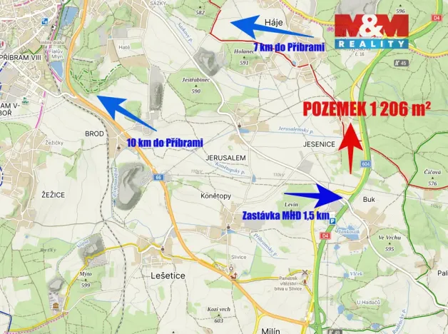 Prodej pozemku pro bydlení, Příbram - Jerusalem, 1206 m2