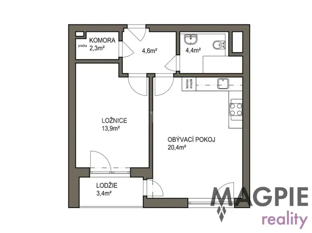 Prodej bytu 2+kk, Praha - Uhříněves, Oty Bubeníčka, 45 m2