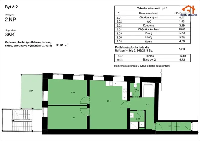 Prodej bytu 3+kk, České Budějovice, Lannova tř., 74 m2