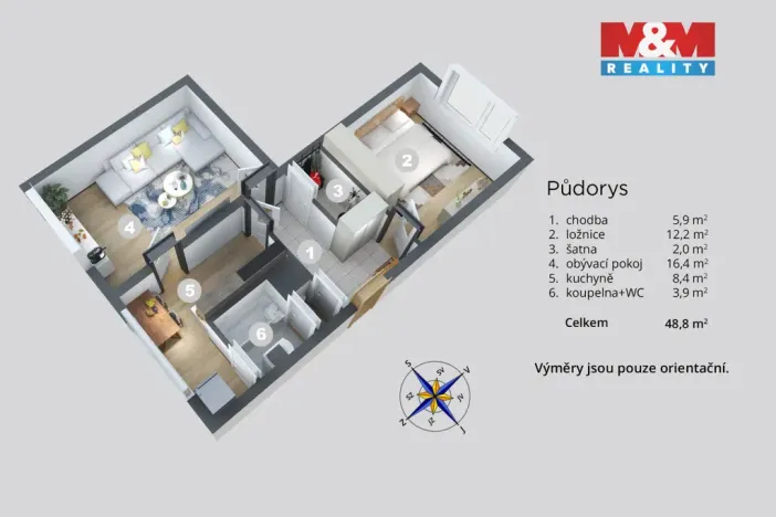 Prodej bytu 2+1, Ústí nad Labem - Severní Terasa, Burianova, 49 m2