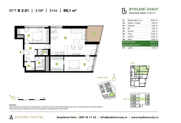 Prodej bytu 3+kk, Úvaly, Škvorecká, 93 m2