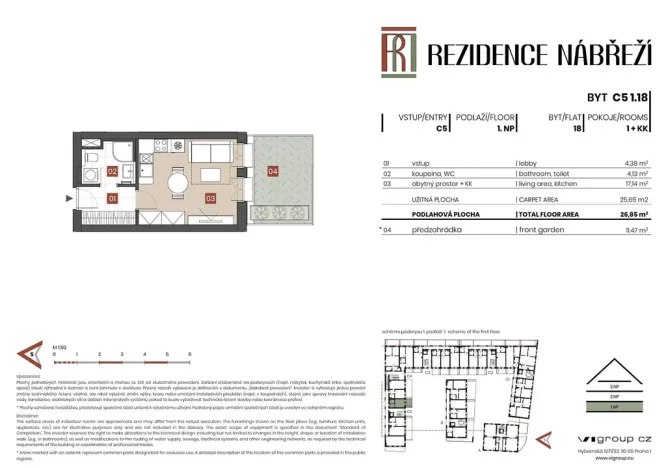 Prodej bytu 1+kk, Brandýs nad Labem-Stará Boleslav - Stará Boleslav, Nábřeží, 26 m2