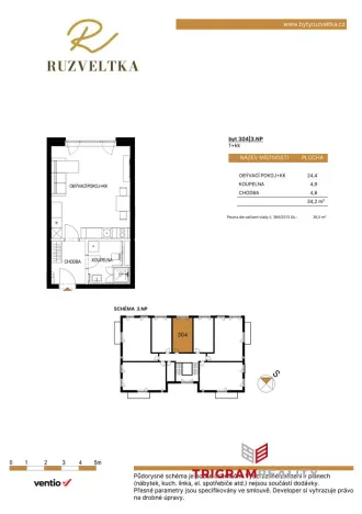 Pronájem bytu 1+kk, Chlumec nad Cidlinou - Chlumec nad Cidlinou IV, Rooseveltova, 34 m2