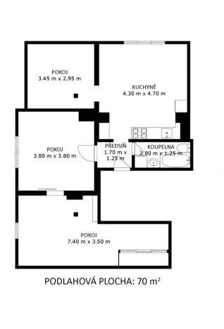 Prodej bytu 4+kk, Chlumín, 75 m2