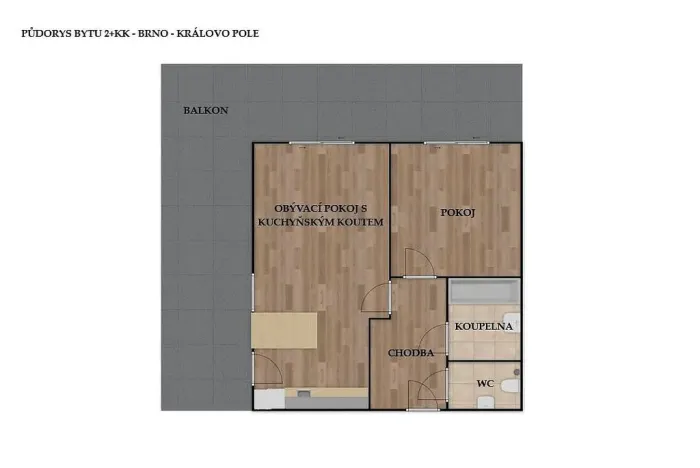 Pronájem bytu 2+kk, Brno - Královo Pole, Kollárova, 85 m2