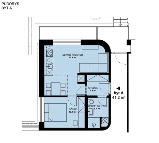 Pronájem bytu 2+kk, Nové Město na Moravě, 41 m2